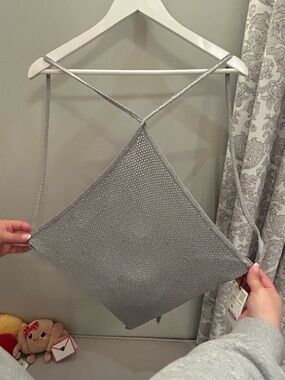 Zara Silver Sparkle Halter Cami Top